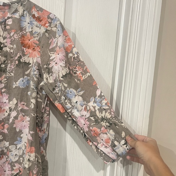 FINAL PRICE J. Jill Medium Love Linen Lagenlook Floral Caraway Ruffle Hem Dress - Picture 4 of 8